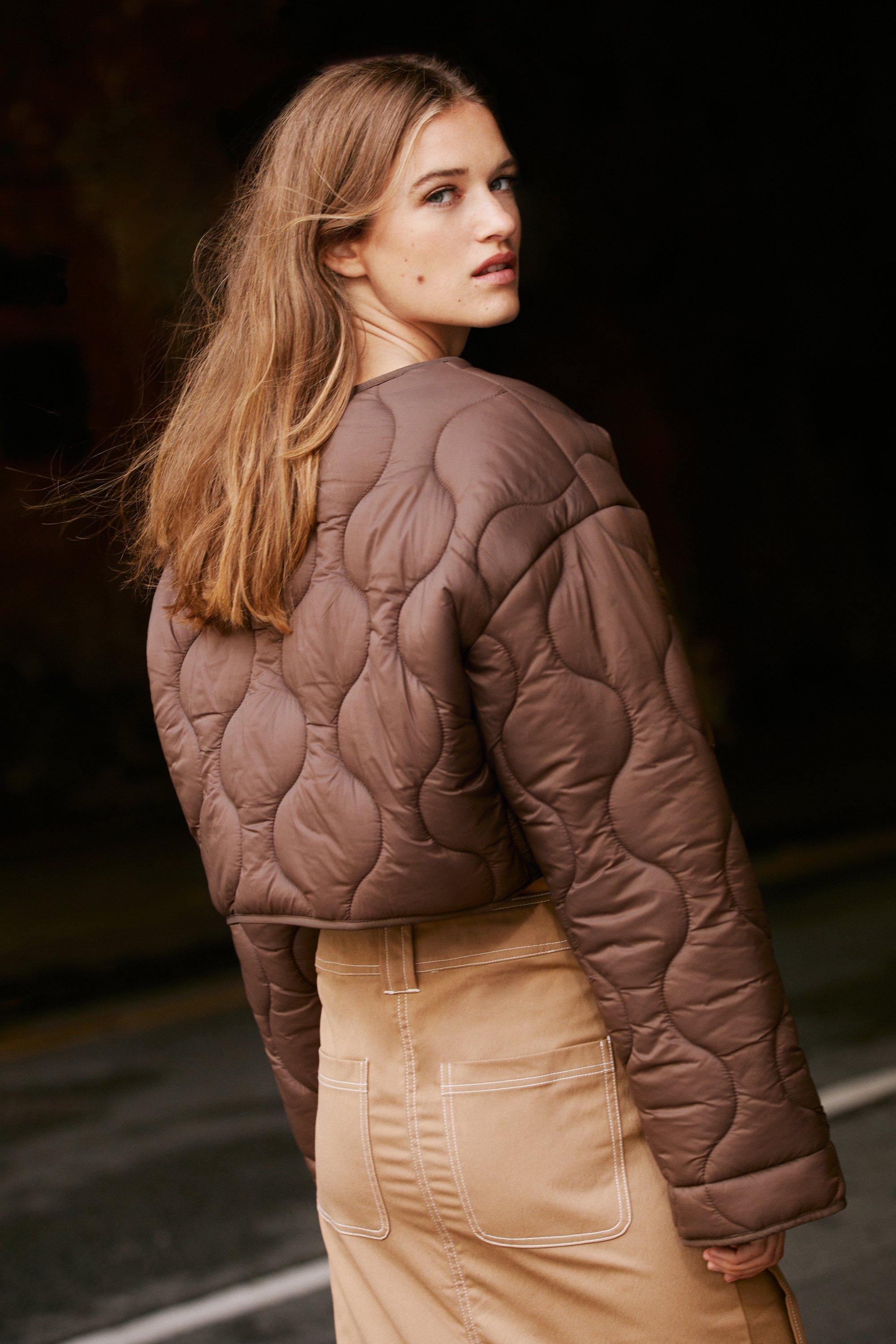 Cropped quilted outlet puffer jacket